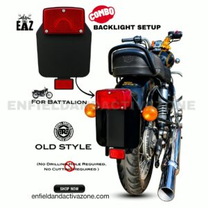 EAZ Old Style Standard Number Plate Combo with Lumax American Backlight & Reflector for Royal Enfield Battalion Black