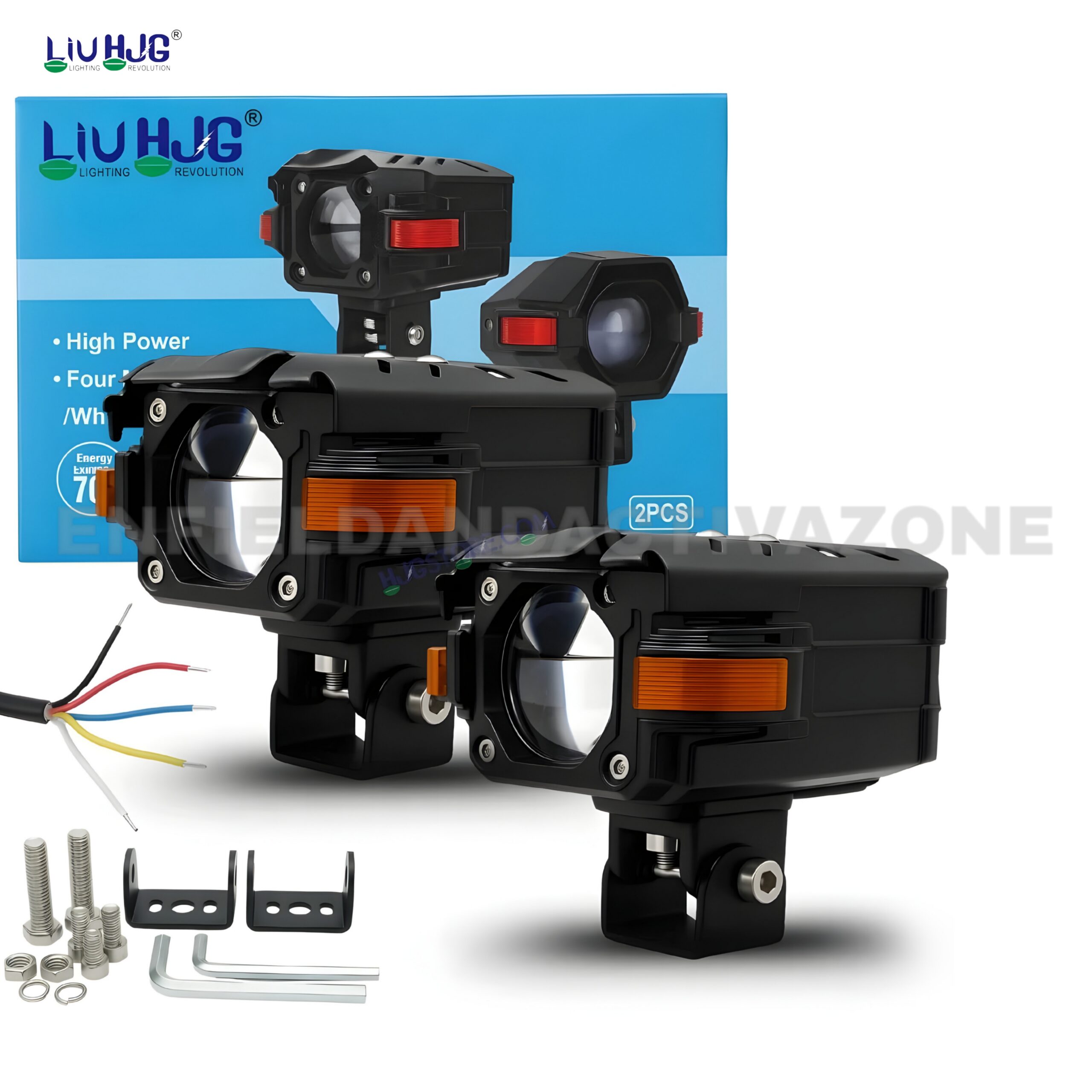 HJG JG-P017 NightBreaker Gorilla Dual Projector Fog Light 120W | White Yellow LED with Red DRL & Amber Hazard