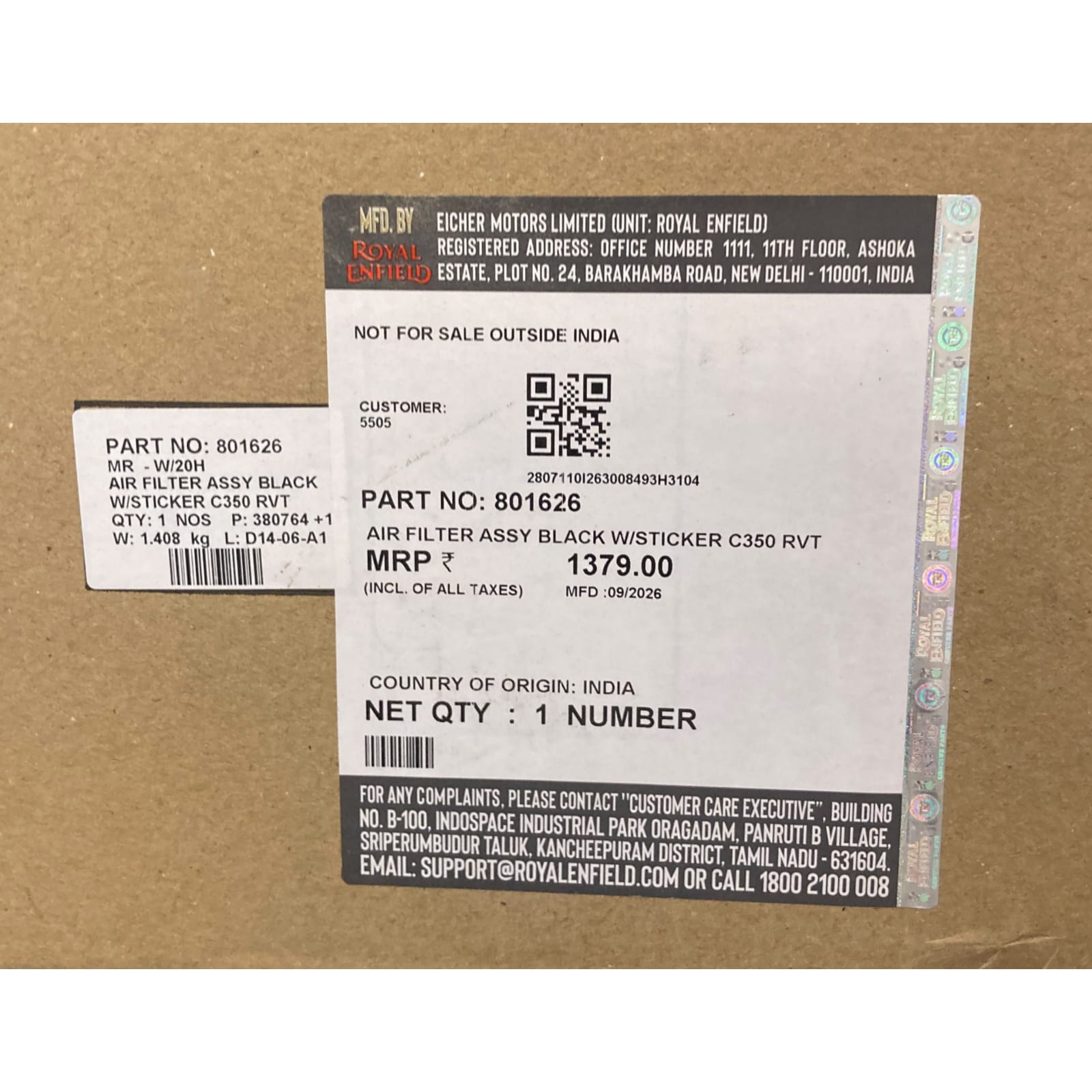 Royal Enfield 801626 Genuine OEM Air Filter Box with Sticker for Classic 350 BS3 & BS4 Black - Image 5