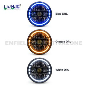 HJG C-235 7 Inch 133W LED Projector Headlight with Blue Halo Ring, White DRL & Amber Turn Signal