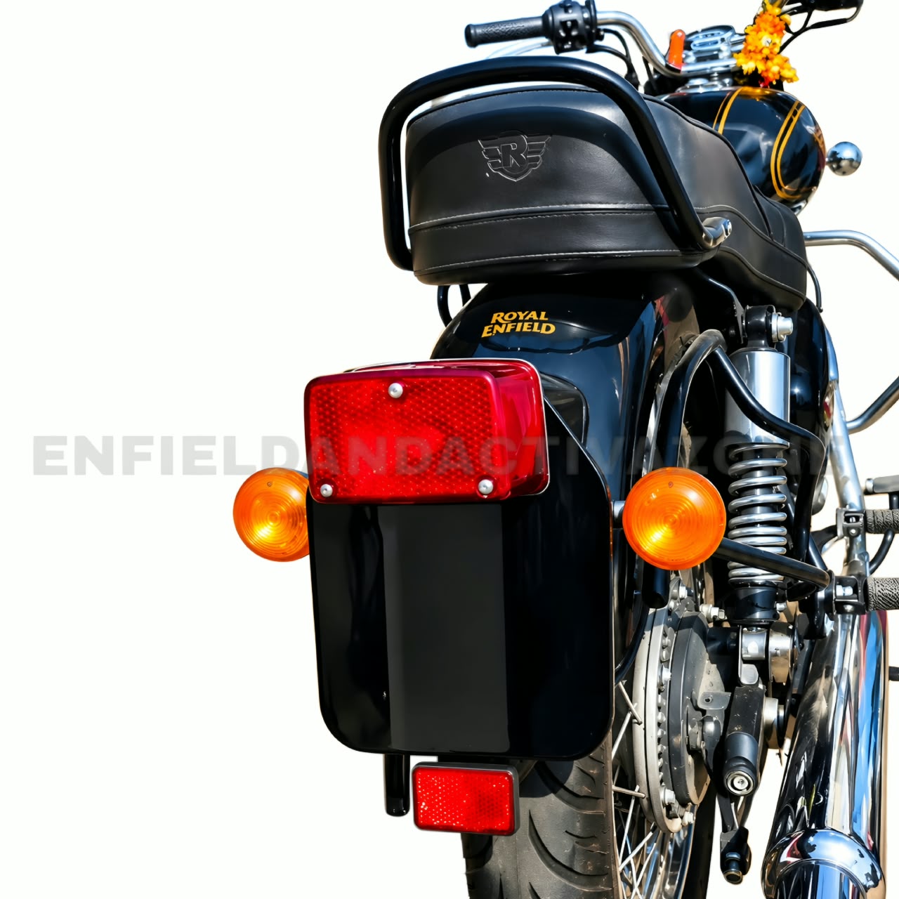 EAZ Old Style Standard Number Plate Combo with Lumax American Backlight & Reflector for Royal Enfield Battalion Black - Image 3